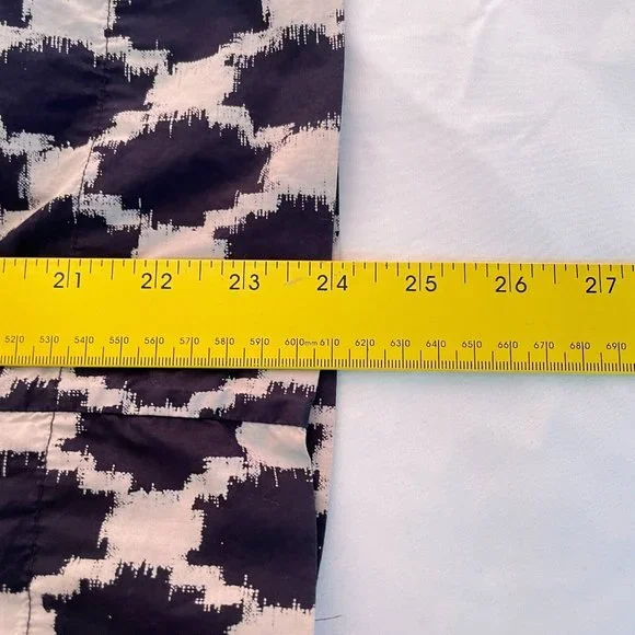 J. Crew Factory Women's Blue White Geometric Print Long Sleeve Shirt Size 2 - Picture 8 of 8